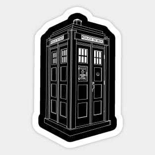 1920's Mackenzie Style Police Box White Line Sticker